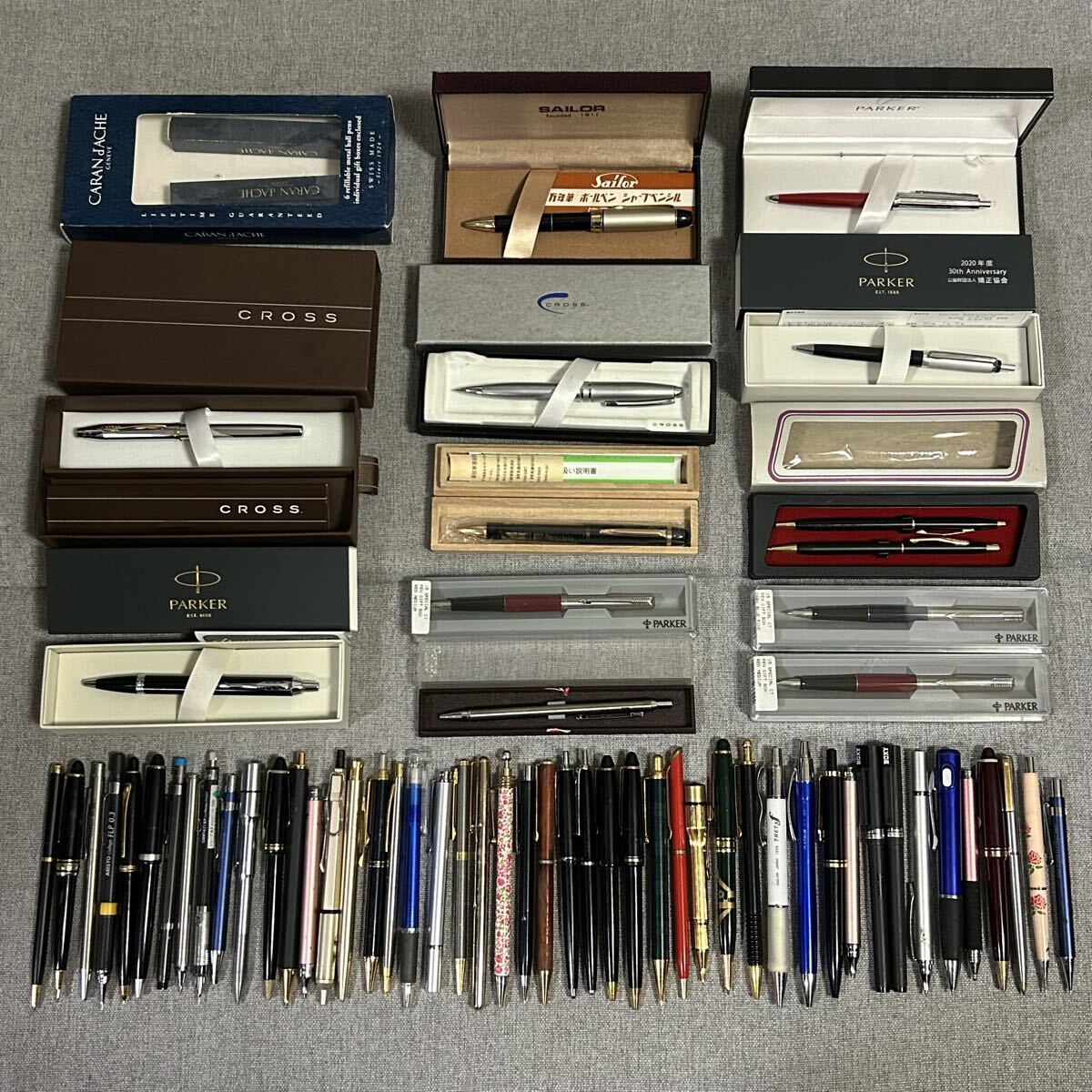 1円 万年筆 ボールペン シャープペンシル PILOT PARKER PLATINUM CROSS 筆記用具 文房具 カランダッシュ 大量 セット まとめ売り拍卖