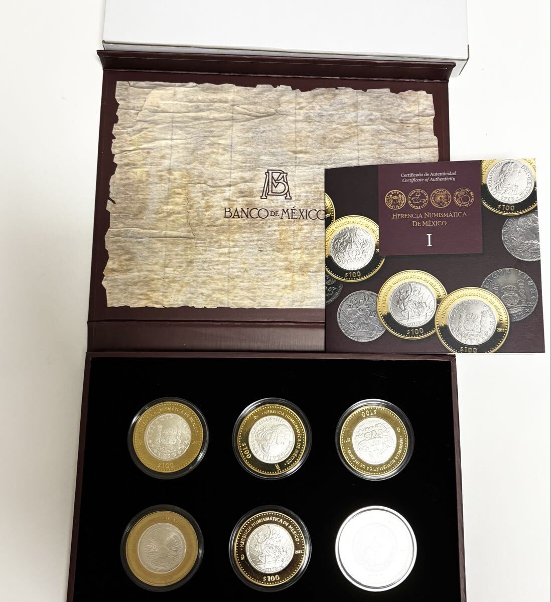 メキシコ 銀貨 6枚セット HERENCIA NUMISMATICA DE MEXICO 100 PESOs PROOF SET シルバー コイン ペソ銀貨拍卖