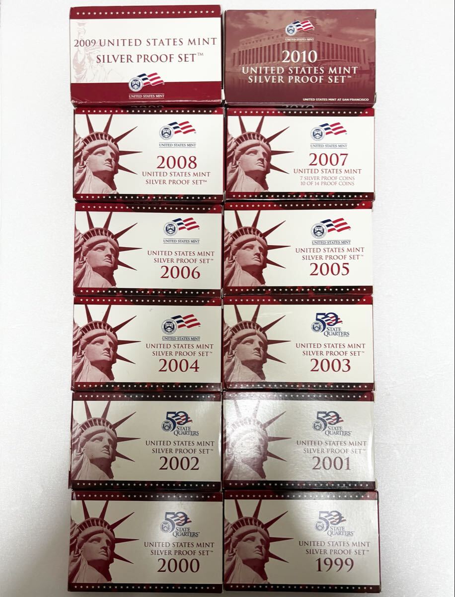 アメリカ United States Mint Silver Proof Set 12種 1999年~2010年 プルーフコインセット ミントセット コインセット 貨幣セット拍卖