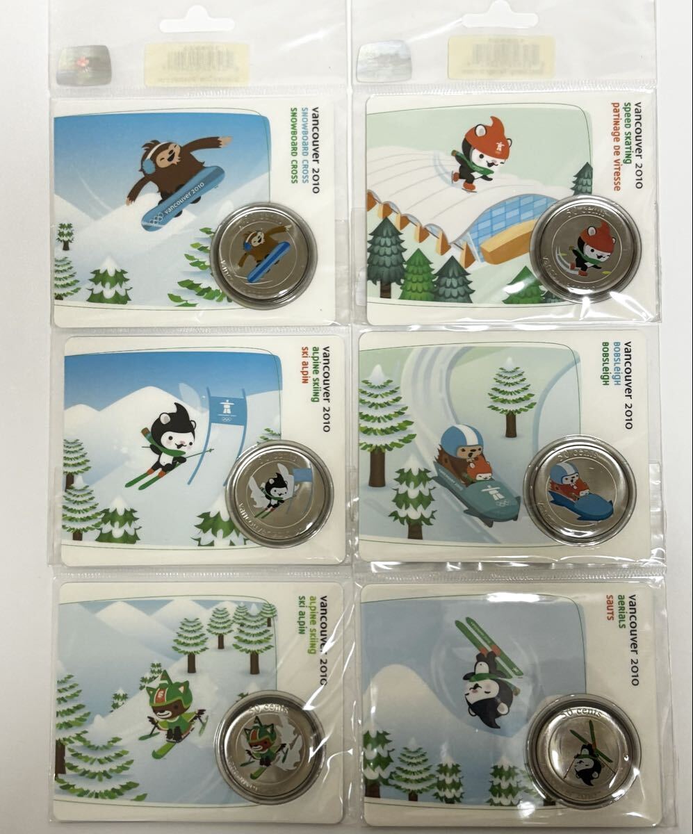カナダ バンクーバー オリンピック 記念 50セント カラーコイン 6種 vancouver 2010 50cents canada 記念貨幣拍卖