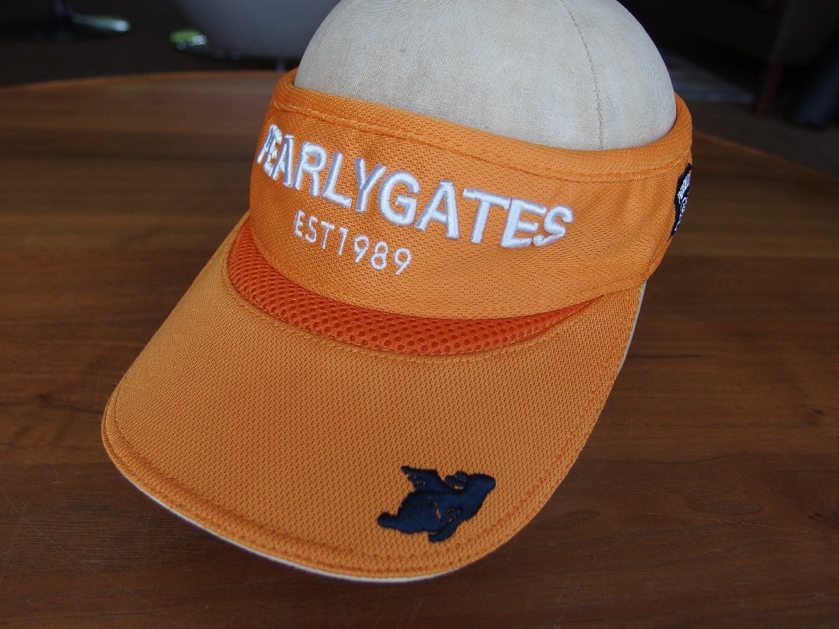 パーリーゲイツ★サンバイザー★ロゴ刺繍★ワッペン★オレンジ★Sサイズ★PEARLY GATES拍卖