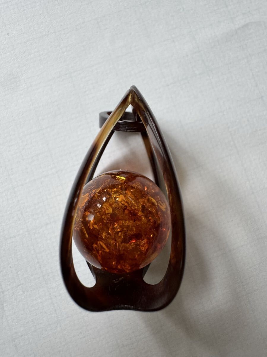 ★美品★べっ甲 琥珀 アンバー ペンダント ペンダントヘッド キラキラ 稀少 貴重拍卖