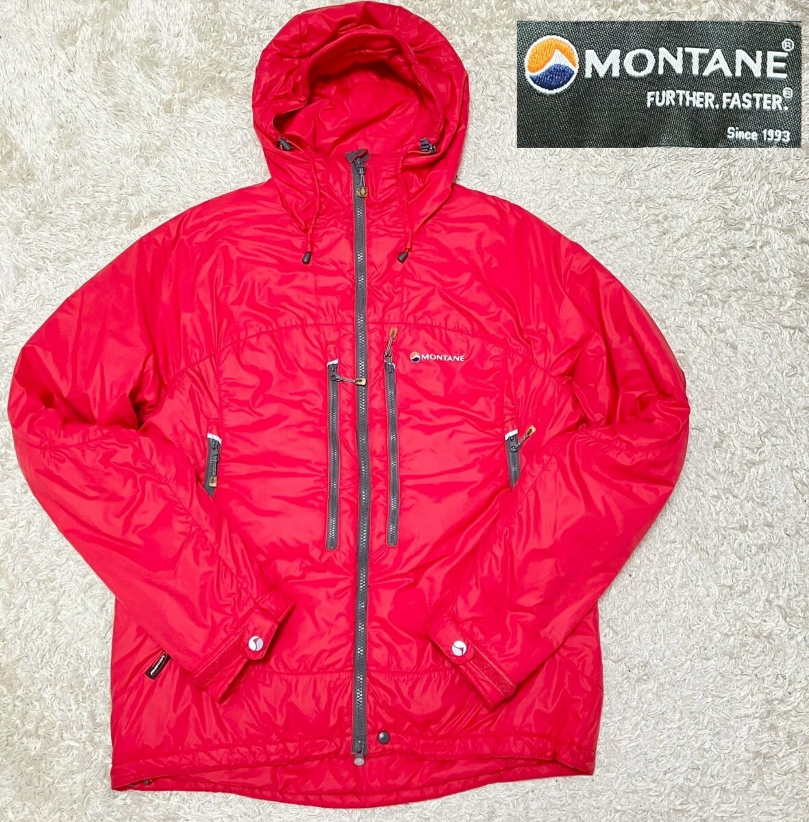 【美品★】Мサイズ MONTANE プリマロフトジャケット 赤●PERTEX☆モンテイン (10ハ)拍卖
