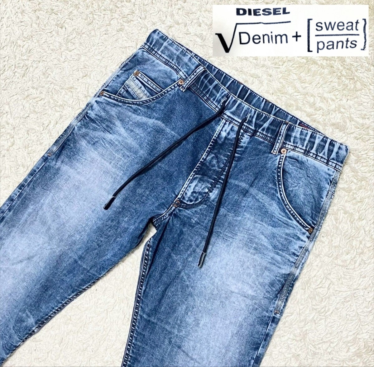 【W30★イタリア製】DIESEL ダメージ加工 スウェットデニムパンツ/ジョグジーンズ◆クルーリー☆ディーゼル (10)拍卖