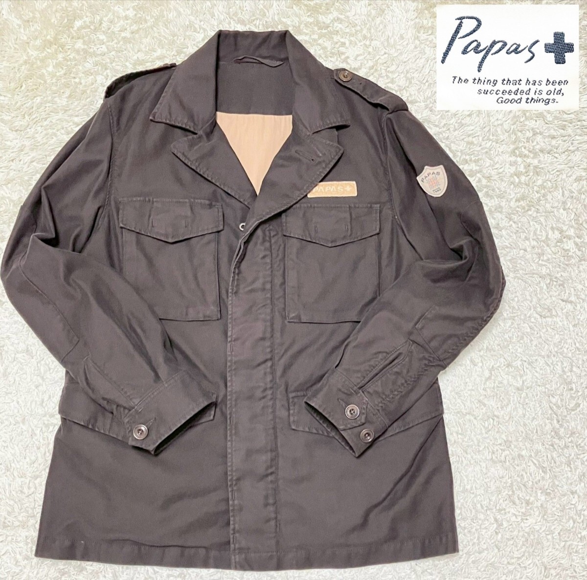 【モールスキン★】Мサイズ Papas ミリタリージャケット フィールドジャケット 茶●M-65☆パパス (10ハ)拍卖