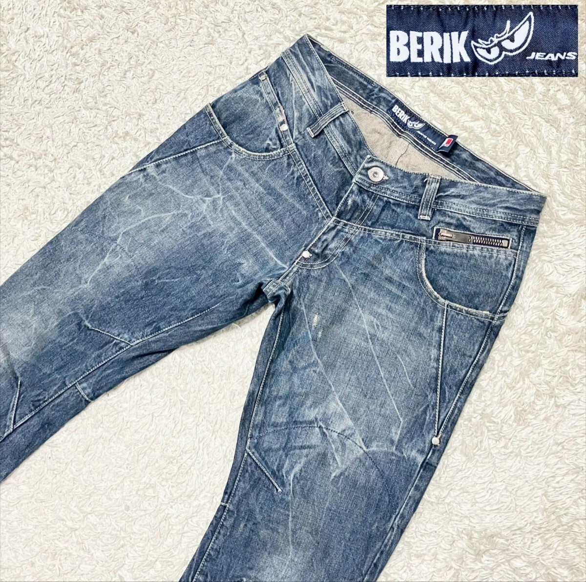 【イタリア製★】サイズ46(W86cm) BERIK ダメージ加工 デニムパンツ ジーンズ●ベリック (10)拍卖