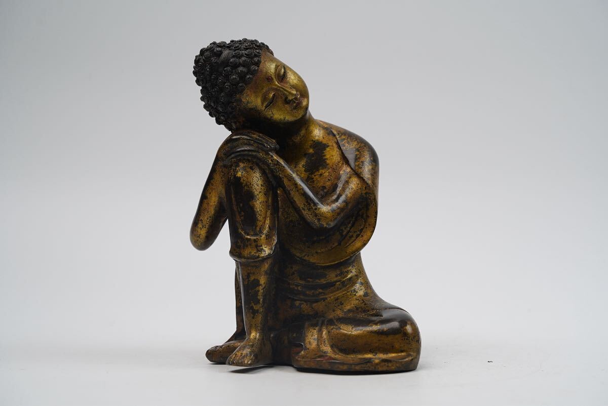 古銅 時代物 明代物 銅鍍金 仏像 骨董品 仏教美術 置物 アンティーク 仏像 唐物 古玩 収蔵品放出 拍卖