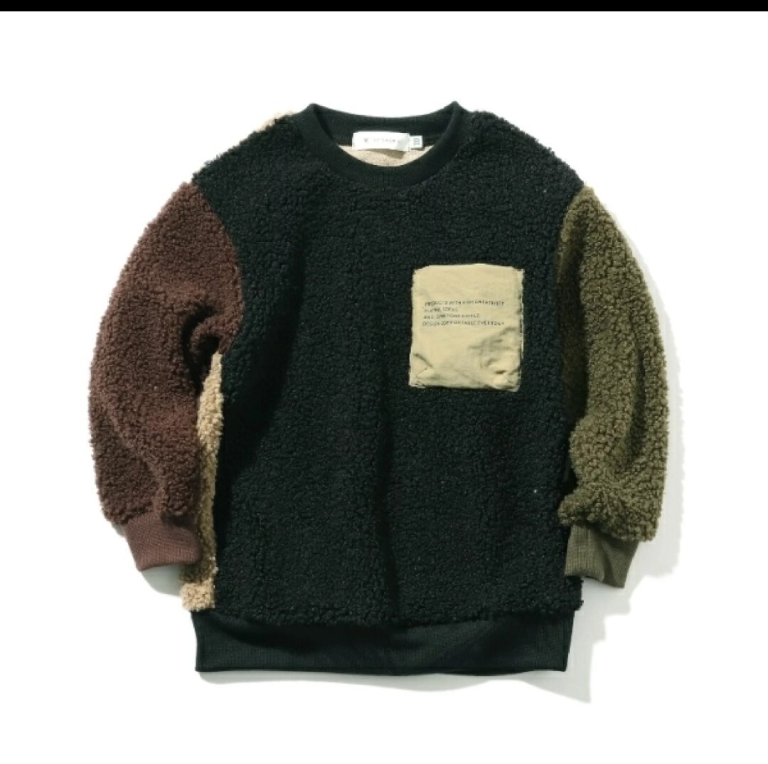 中古 ニット カールボアプルオーバー ショップ ティーケーTHE SHOP TK 切替 ボア セーター ポケット付き WORLD 160拍卖