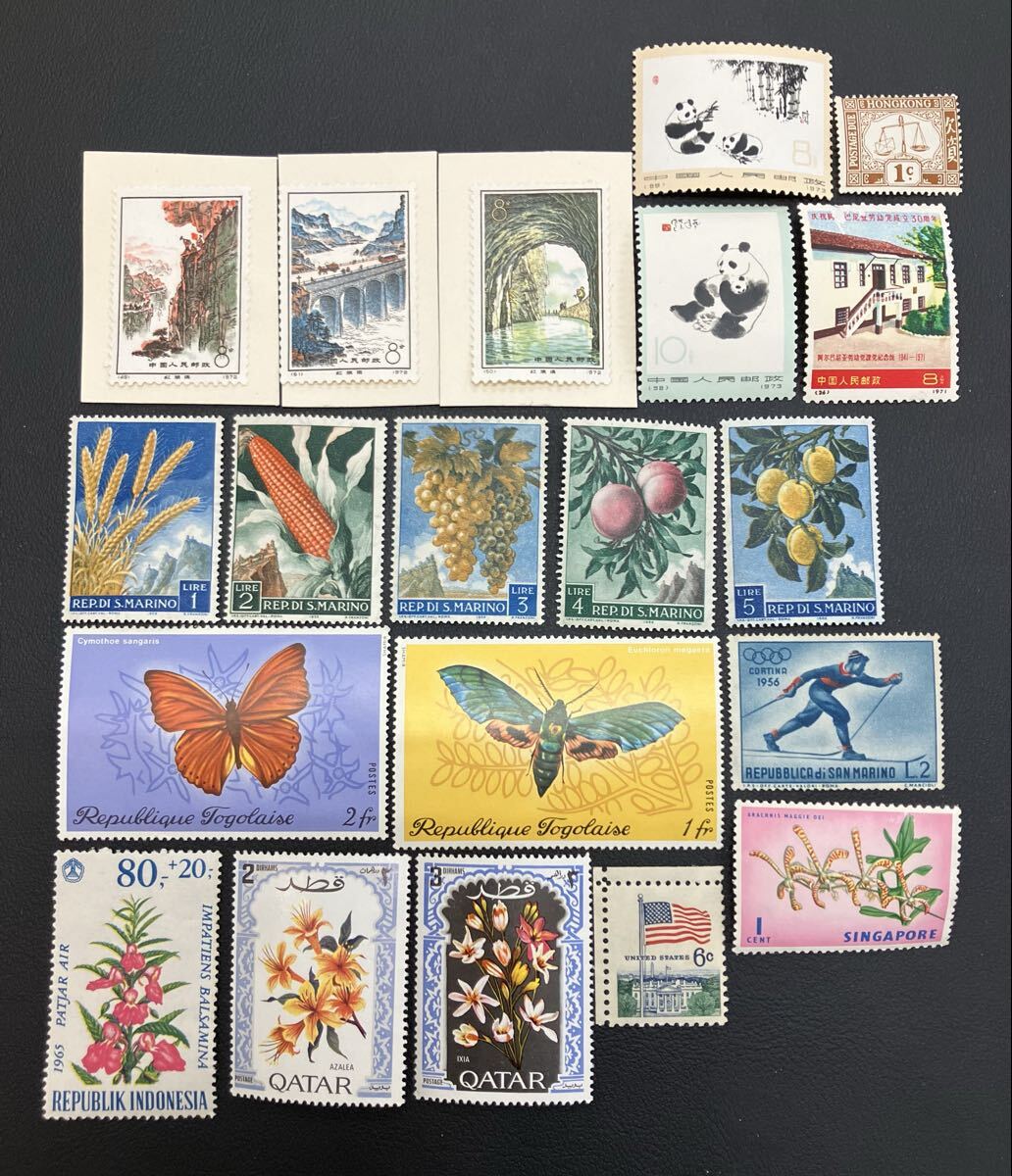 j10e164,165 外国切手まとめ アメリカ 中国 香港 シンガポール カタール サンマリノ トーゴ インドネシア  コレクション 未使用拍卖