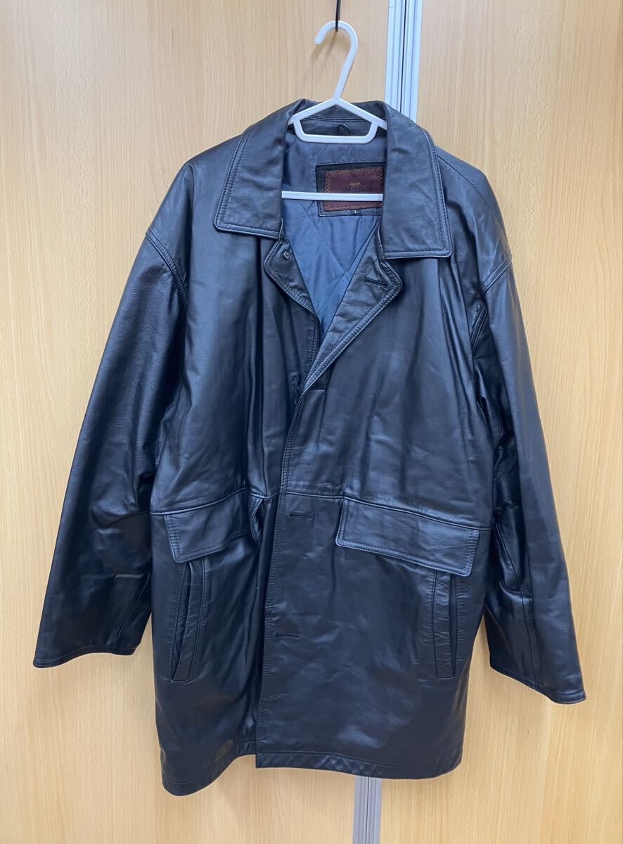 om/松 10e26 Lold Anthony ロードアンソニー コート 牛革  ブラック レザージャケット 黒拍卖