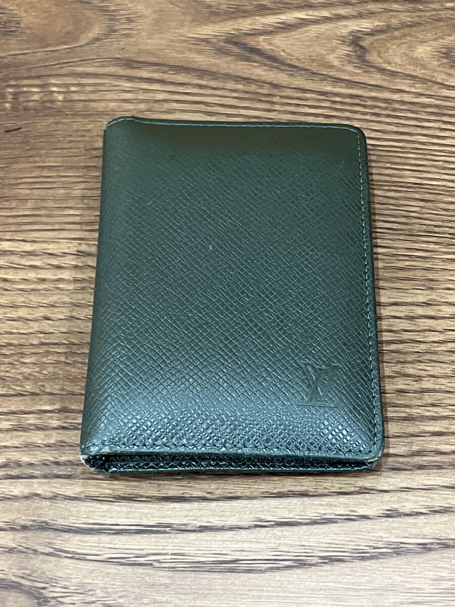 om/松 10e32 ルイヴィトン タイガライン  カードケース LOUIS VUITTON 二つ折り グリーン系拍卖