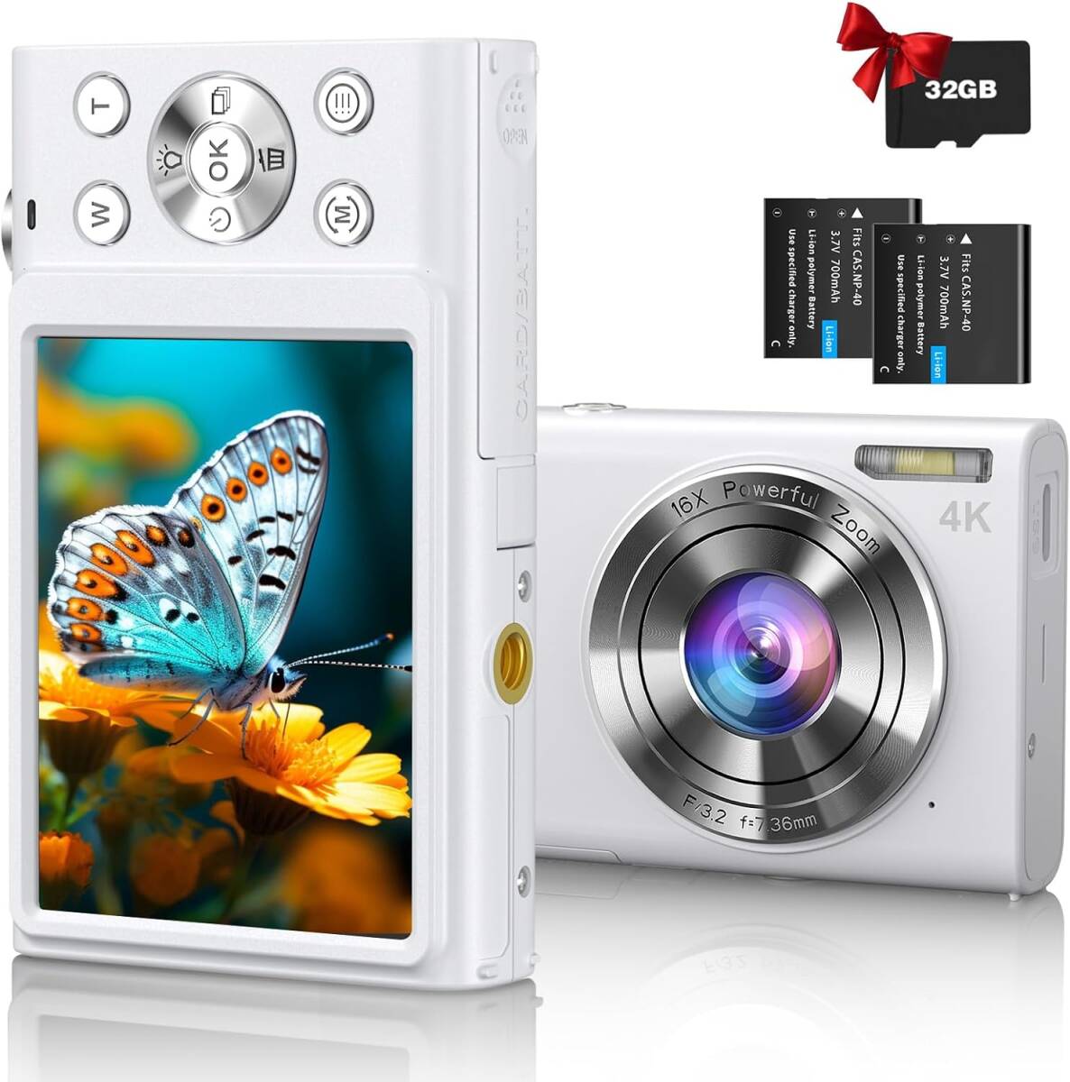 4K デジタルカメラ 4800万画素 デジカメ オートフォーカス 3cmマクロ撮影 超軽量拍卖