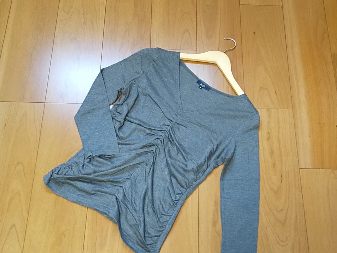 ROPE ロペ 長袖カットソー グレー Vネック Mサイズ 日本製 アンゴラ混拍卖