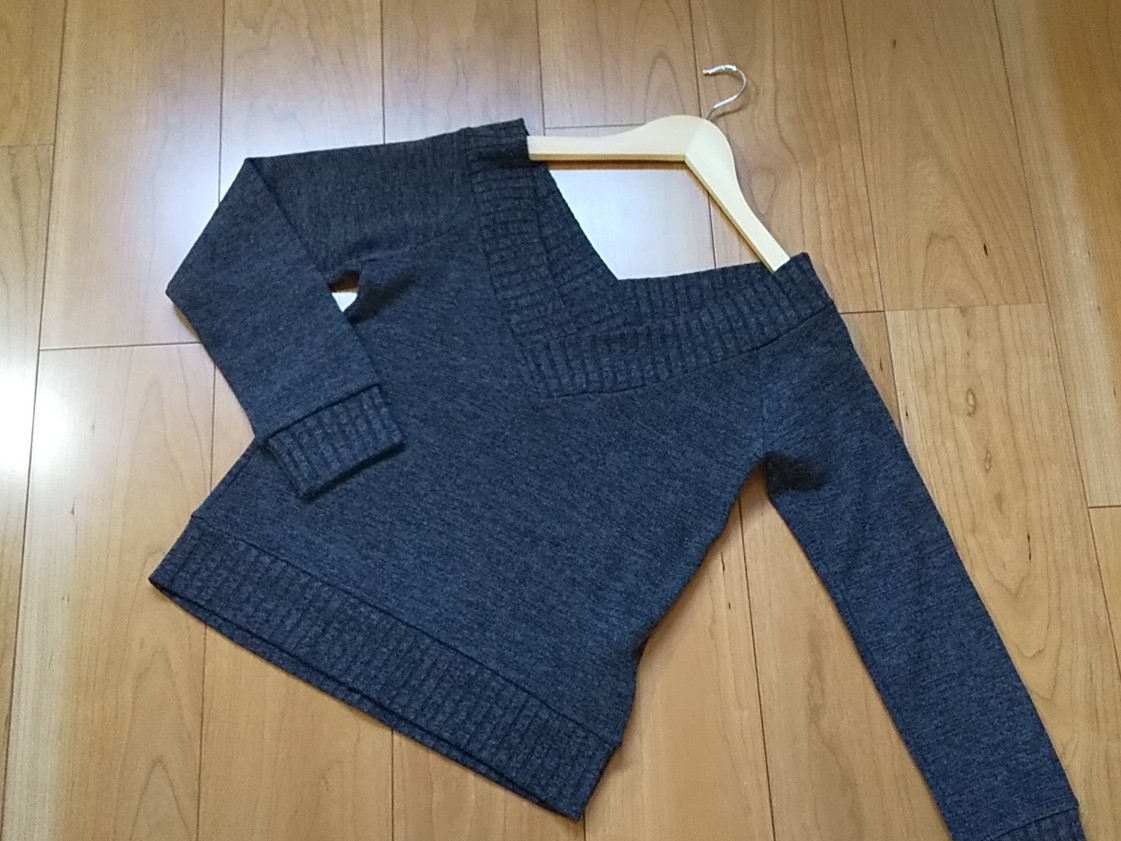 el eu the ra プルオーバー Vネック 長袖 グレー Mサイズ ニット セーター 拍卖