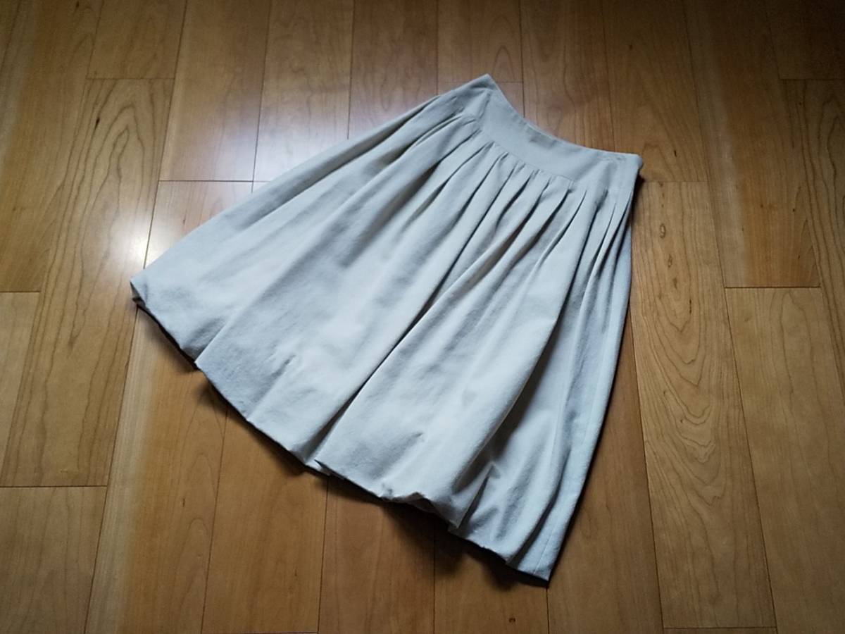 シビラ Sybilla ロングスカート バルーン グレーベージュ Lサイズ 日本製 毛混拍卖