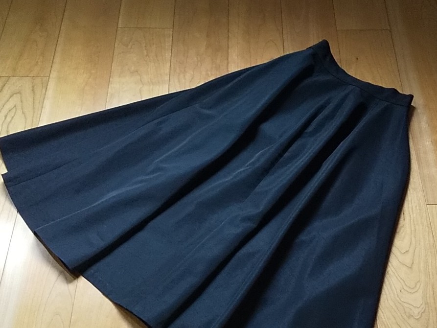 シビラ Sybilla フレアロングスカート パニエ付き シャンタン素材 黒 Lサイズ リボン 日本製 拍卖