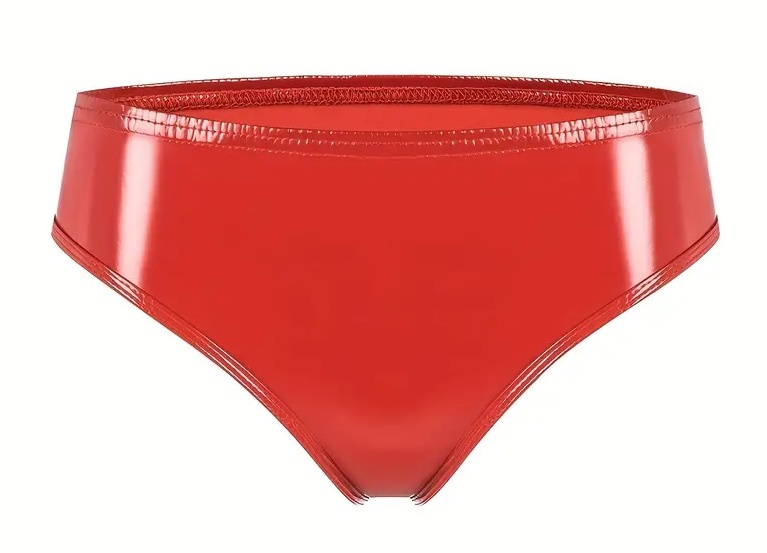 ローライズショーツ 光沢 ウエットルック レッド 3Lサイズ(294)拍卖