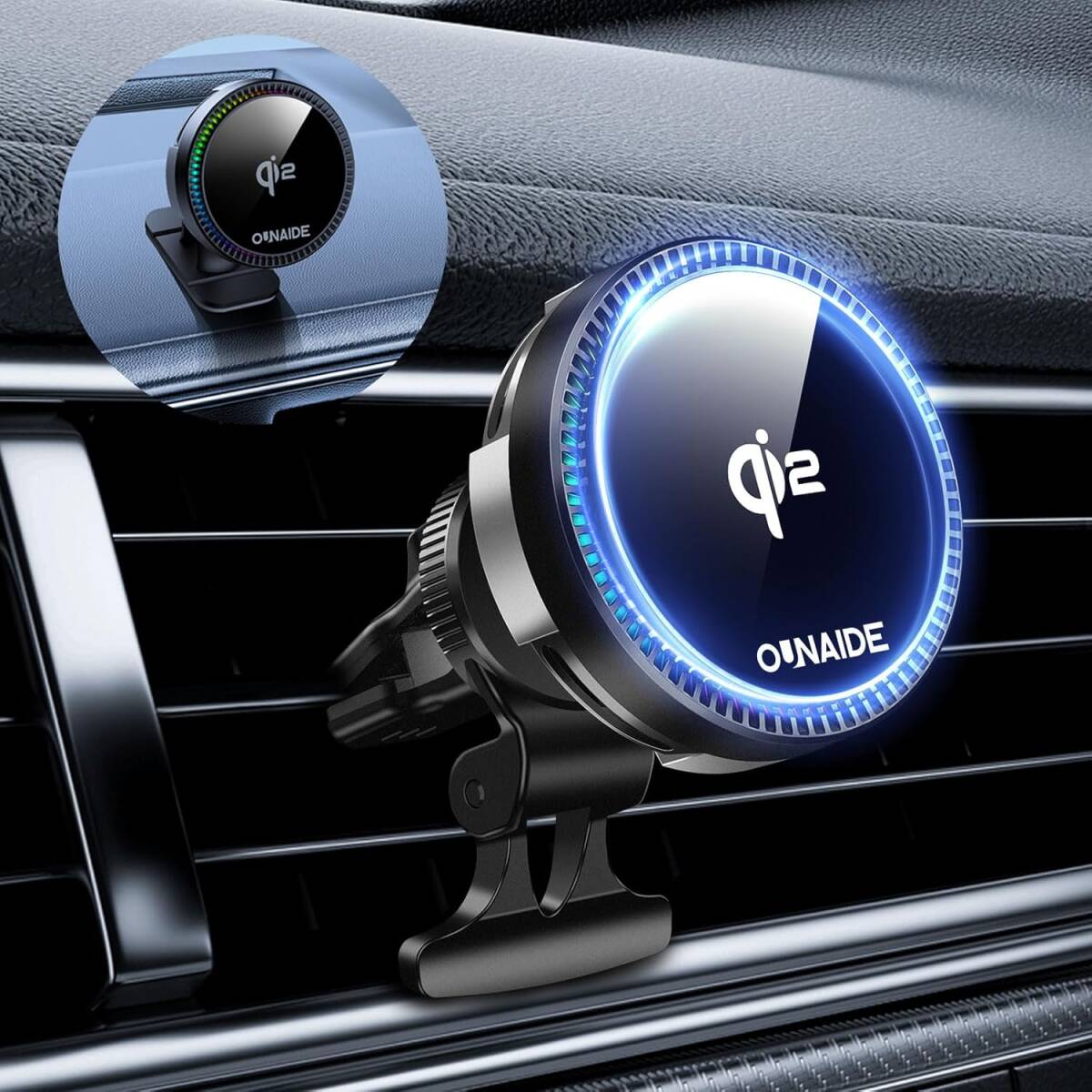 車載ワイヤレス充電器【2025新登場 冷却ファン付き】Qi2 15W充電 スマホホルダー Mag-Safe充電器 15W充電 車載充電 急速充電 拍卖