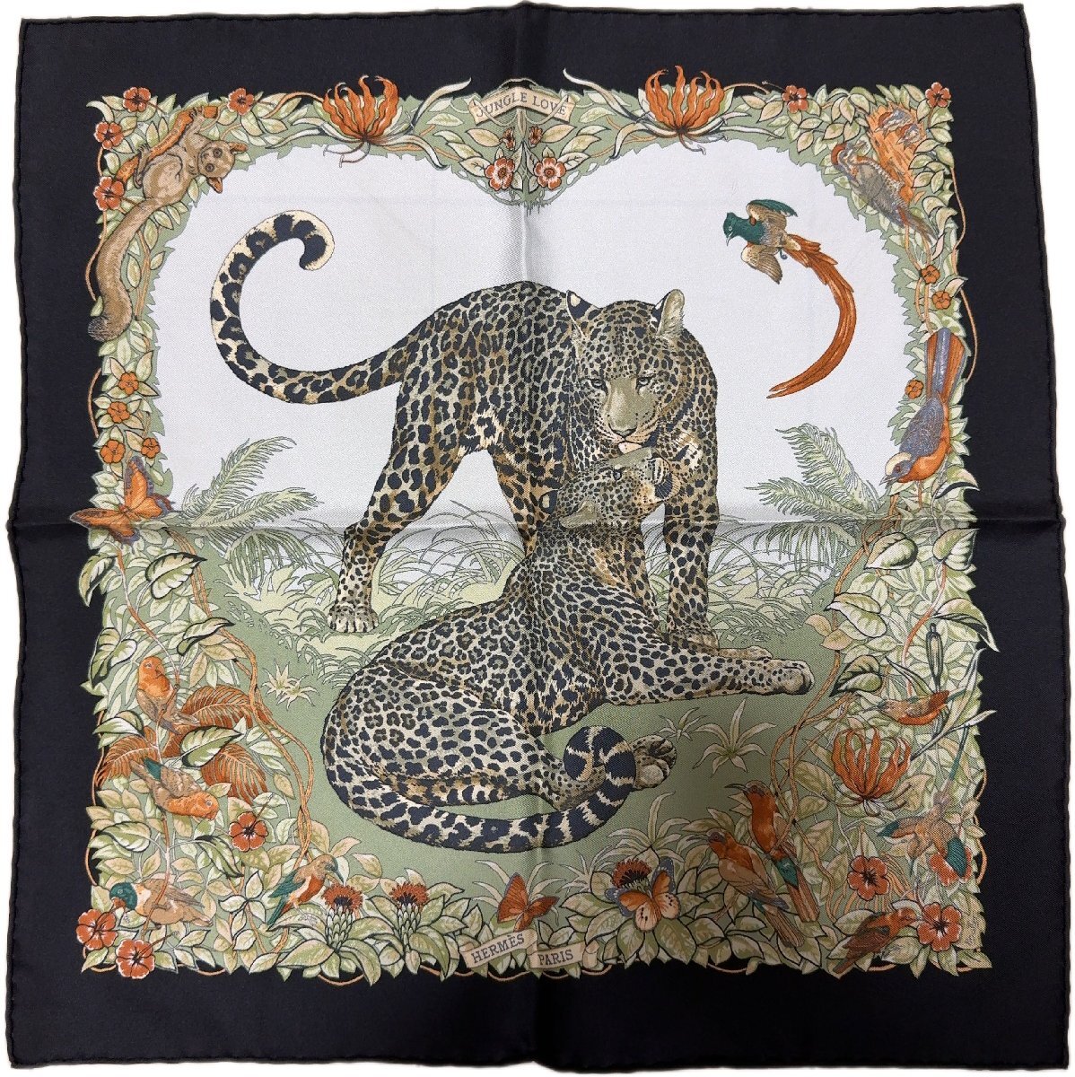 エルメス HERMES ジャングル・ラブ Jungle Love カレ スカーフ 約42cm×42cm Robert Dalle/mi-A-208-5560-2.0/スタイリング/アクセント拍卖