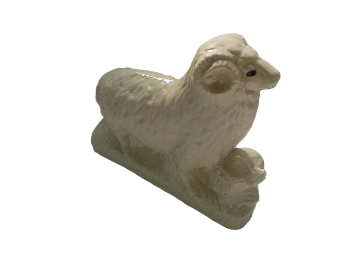 ●●一円スタート●羊置物/mo-K-72-5985/ひつじ/陶器/オブジェ/飾り/動物/アニマル/羊毛/家畜/干支/可愛い/芸術品/美術品/ハンドメイド拍卖