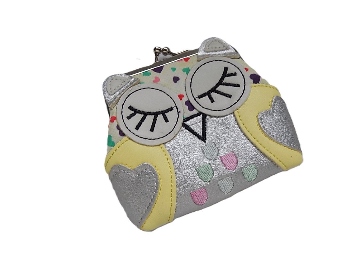 ●一円スタート●フクロウがま口財布/mo-K-73-6033/手芸専門店/ガマグチ/現金/お金/支払い/手づくり/ハンドメイド/鳥/バード/夜/羽ばたく拍卖