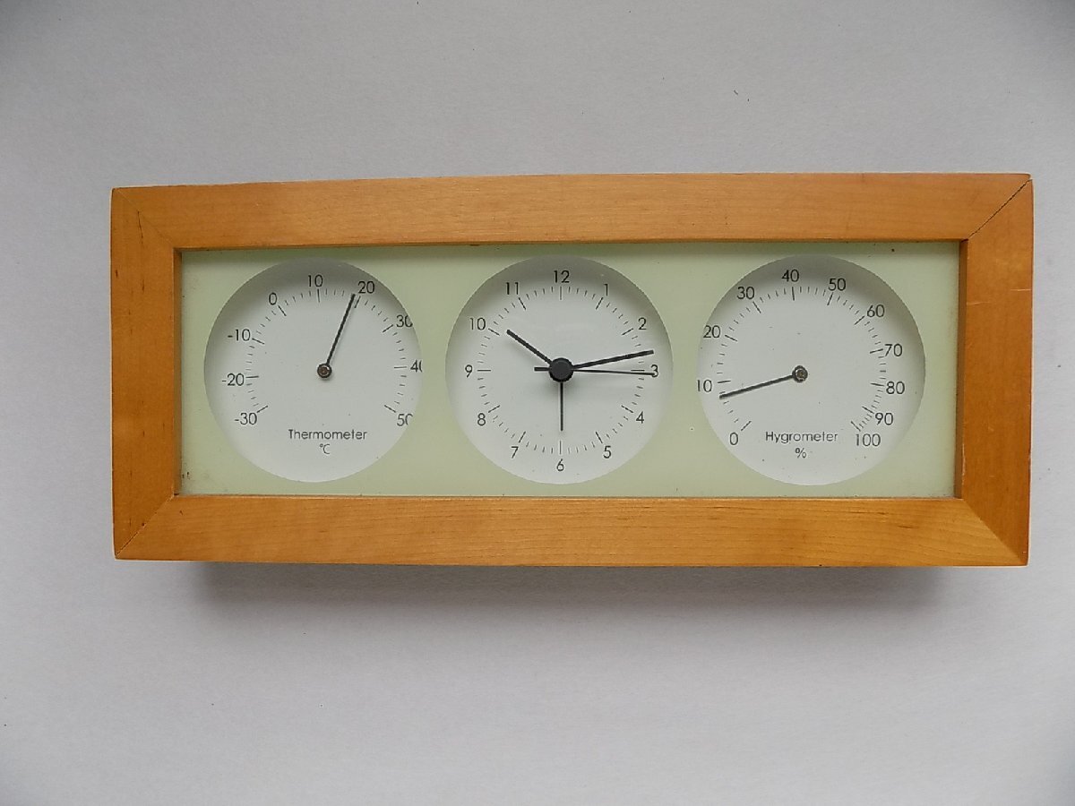 温度・湿度計つき木枠目覚まし時計/mo-K-75-6117/アラーム/時間/仕事/学校/睡眠/目覚め/置き時計/セット/起きる/始め/ベル/アンティーク拍卖