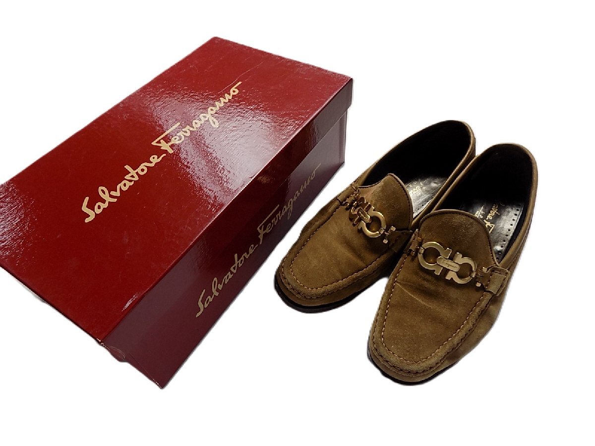 ●【箱付き】Salvatore Ferragamo サルヴァトーレ フェラガモ BABS ダブルガンチーニ スウェードパンプス/mo-A-215-6139-1.4/正規品/本物拍卖