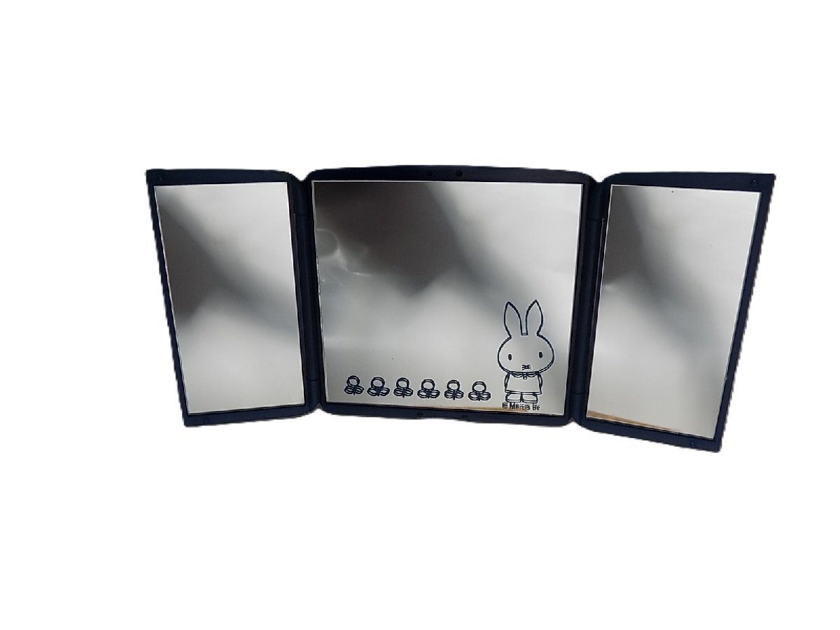●●一円スタート●miffy 三面鏡/mo-K-70-5880/コンパクト/極小/可愛い/小さい/カガミ/お洒落/身だしなみ/チェック/写す/手鏡/置き鏡/後ろ拍卖