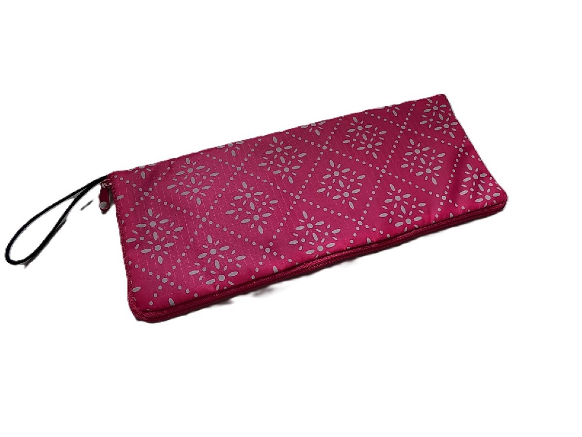 ●一円スタート●薄型ピンク柄フラットポーチ/mo-K-73-6026/安い/きれい/お洒落/収納/運搬/便利/運ぶ/小物入れ/軽い/桃色/手帳ケース拍卖