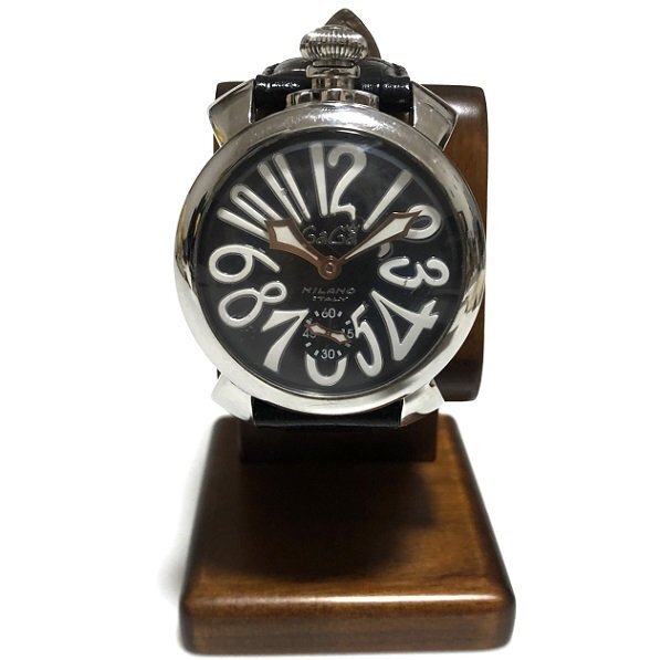 ●GaGa MILANO ガガミラノ 腕時計/am-A-209-5574-15.6/動作確認済み/マニュアーレ48/MECCANICO/手巻き/黒/スケルトン/高級/本物/正規品拍卖