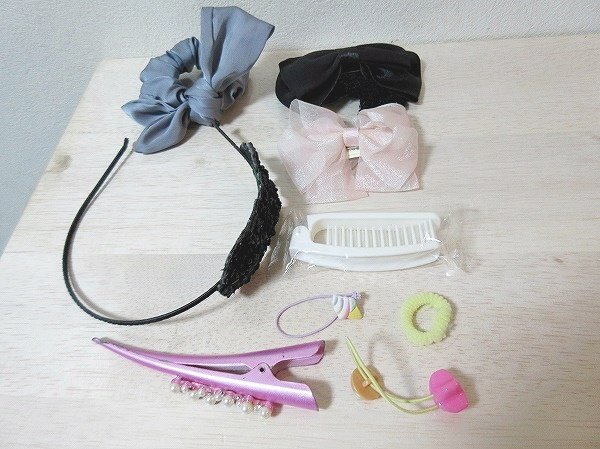 ●一円スタート●カチューシャ、髪留め、リボン 他おしゃれ 9点セット/ad-K-54-5382-.15/ヘアバンド/ヘアアクセサリー/ベロア/シンプル拍卖