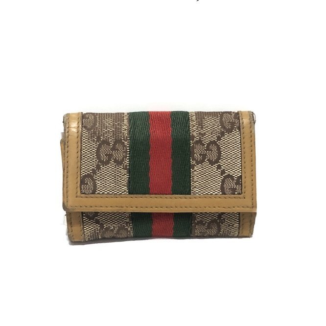 ●【最安値】GUCCI グッチ6連 キーケース シェリーライン/am-A-207-5548-2.45/キャンバス/レザー/ベージュ/シリアルナンバー/高級/正規品拍卖