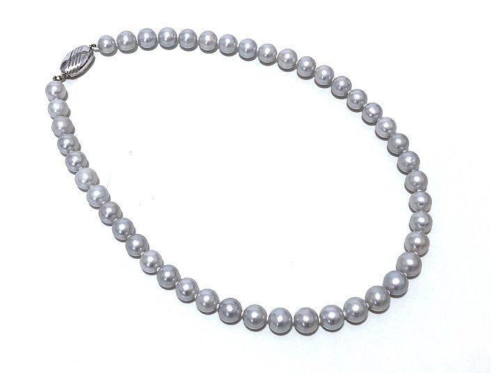 ●【最安値】9.5~8mm 玉 シルバー台座 あこや本真珠 パール ネックレス /am-A-206-5487-35/天然/グレーパール/エレガント/高級/本物/綺麗拍卖