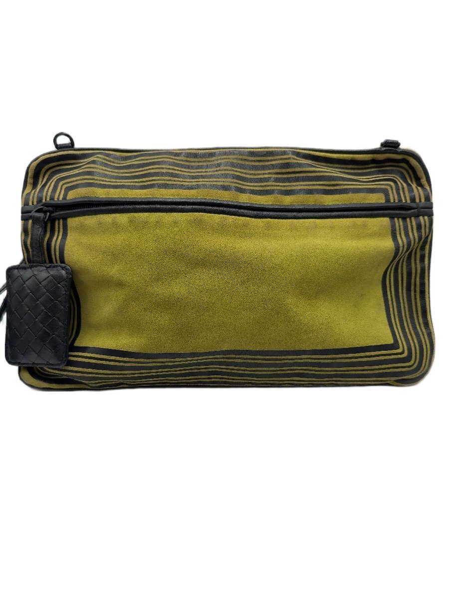BOTTEGA VENETA ボッテガ ヴェネタ ショルダーバッグ ハンド ポーチ グリーン × ブラック ストライプ/mi-A-213-5904-10.7/ポーチ/化粧品拍卖