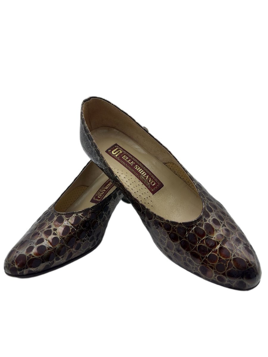 ELLE SHIBANO 本蛇革 パンプス 2E 23cm Made In Japan/mi-A-208-5551-0.5/スネークスキン拍卖