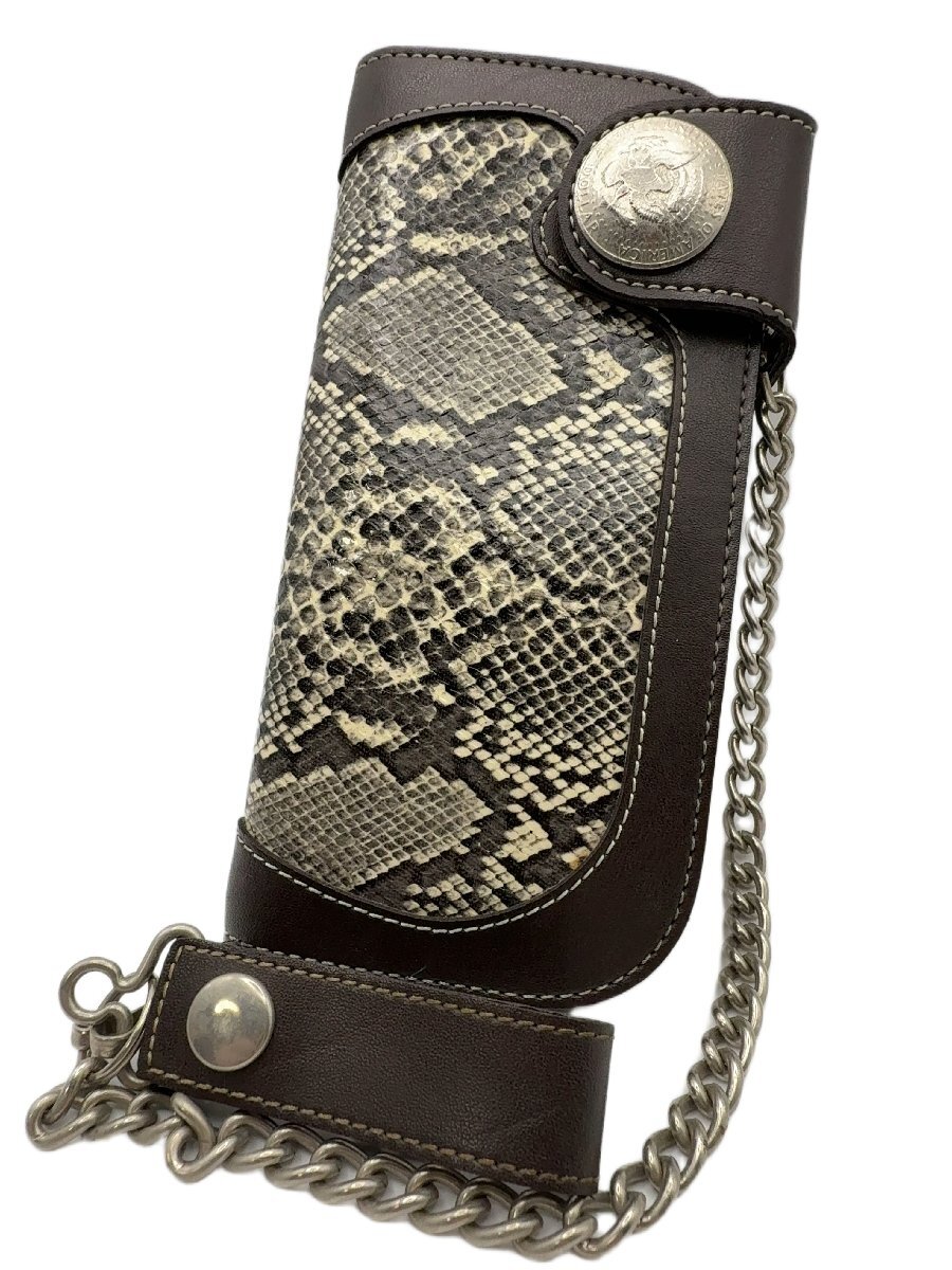 Disjunction 蛇革 長財布 ロングウォレット バイカー チェーン/mi-A-208-5553-0.5/バイク/スネークスキン拍卖
