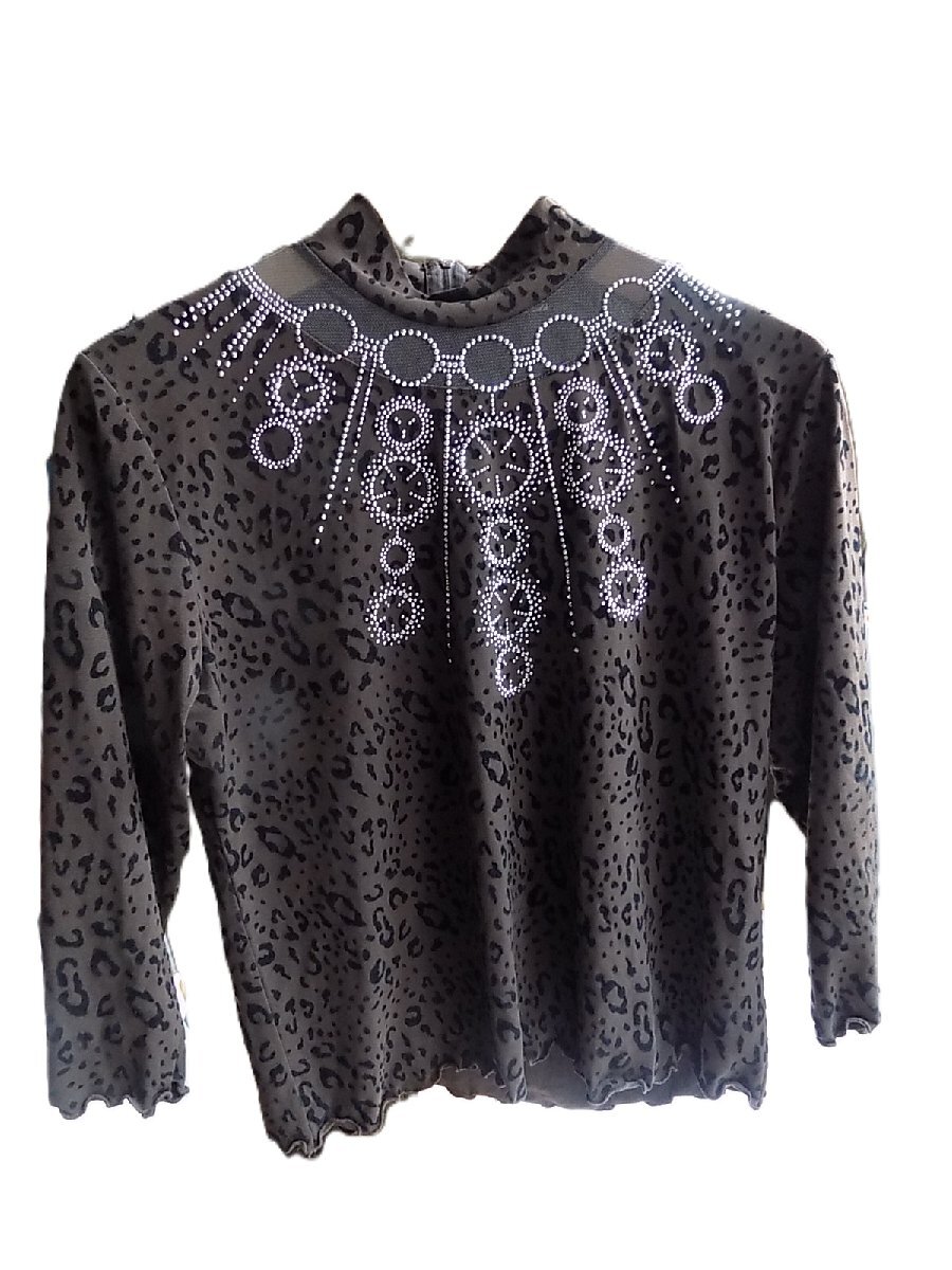 【美品】ヒョウ柄社交ダンス衣装 un×Ⅱ 七分袖ハイネックブラウス/mo-FH-18-6201/お洒落/高級/上質/モダン/肌触/軽やか/着心地/個性的拍卖