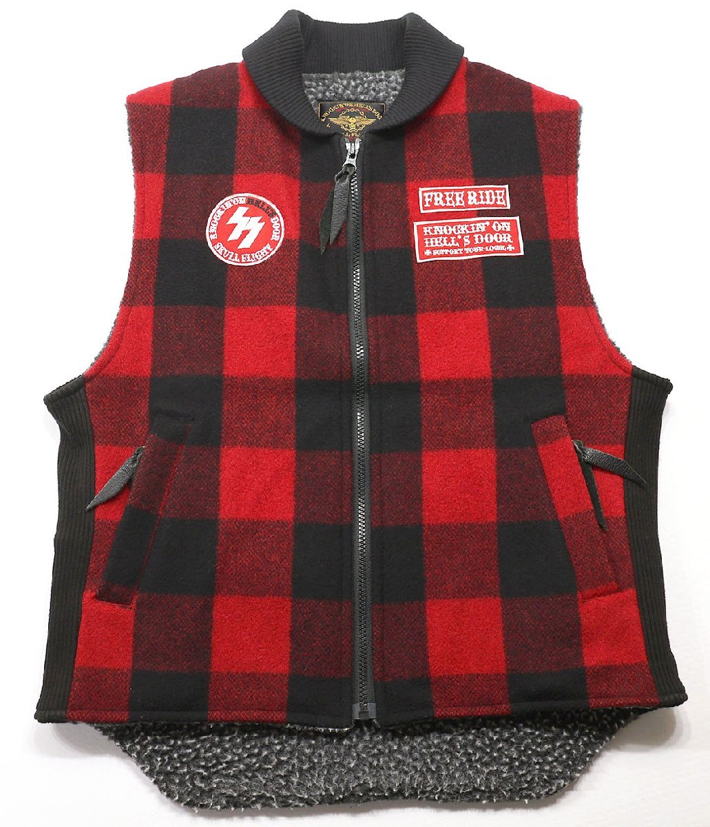 SKULL FLIGHT (スカルフライト) Riders Lumberjack Vest / ライダース ランバージャックベスト 美品 レッド size S / ウールベスト拍卖