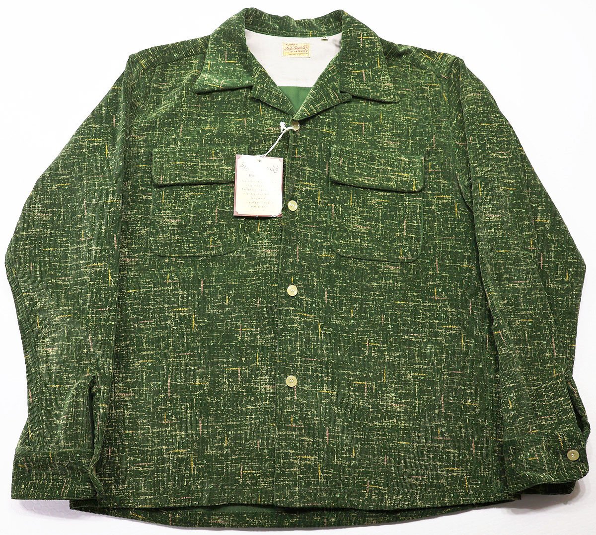 STYLE EYES (スタイルアイズ) コーデュロイ スポーツシャツ “IKAT” SE29172 未使用品 グリーン size M / イカット / オープンシャツ拍卖