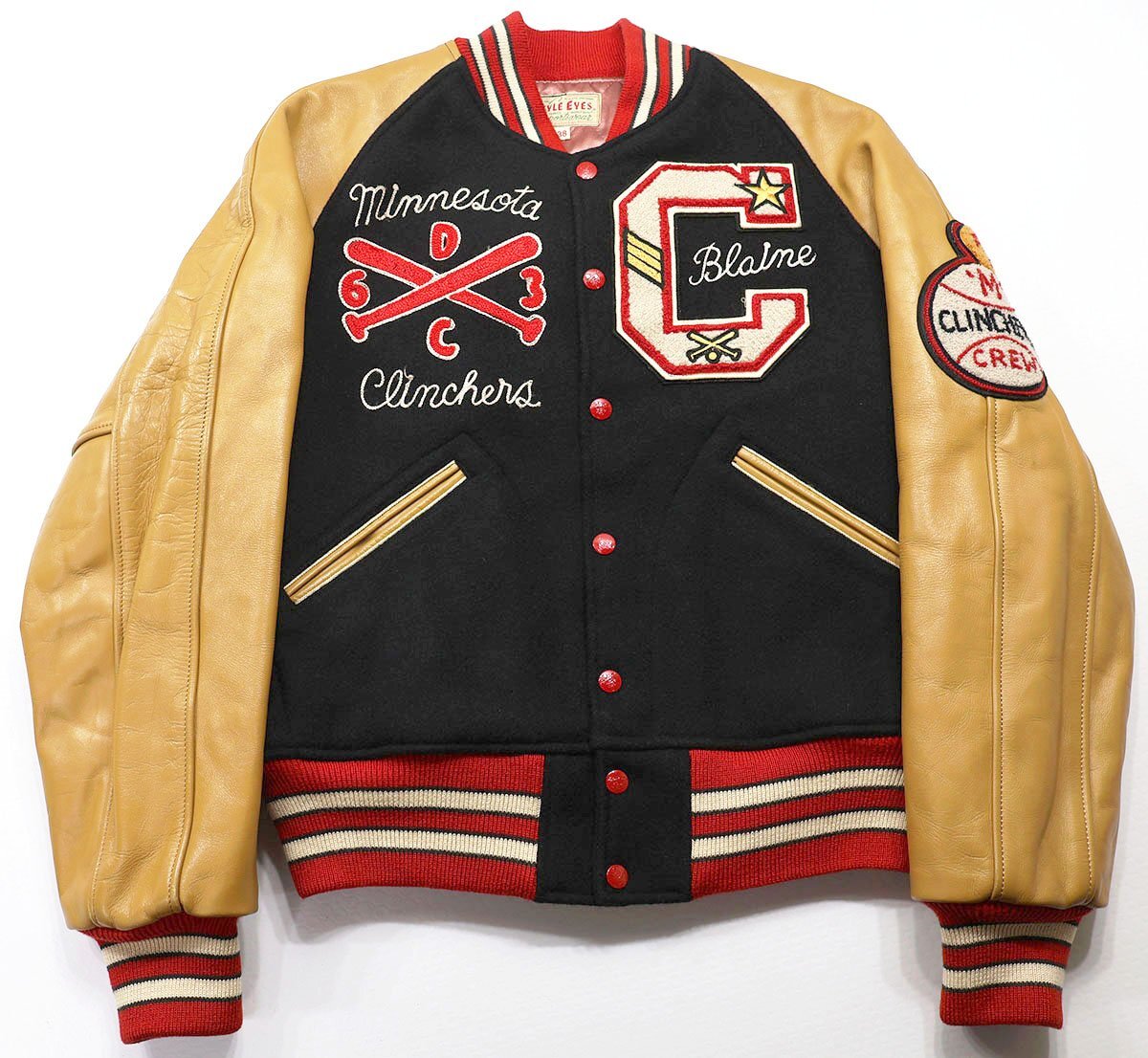 STYLE EYES (スタイルアイズ) Semi-Decoration Award Jacket / セミデコ スタジャン M16492 美品 ネイビー size 38 / アワードジャケット拍卖