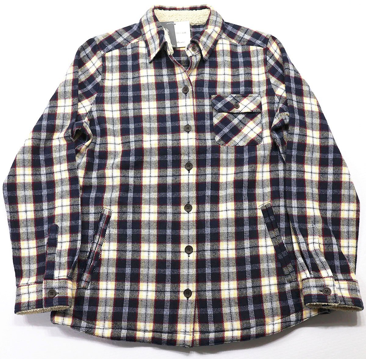 EDDIE BAUER (エディーバウアー) LS PATTERN SHIRT JACKET / フランネルシャツジャケット 美品 ネイビー size PS (WOMEN'S)拍卖