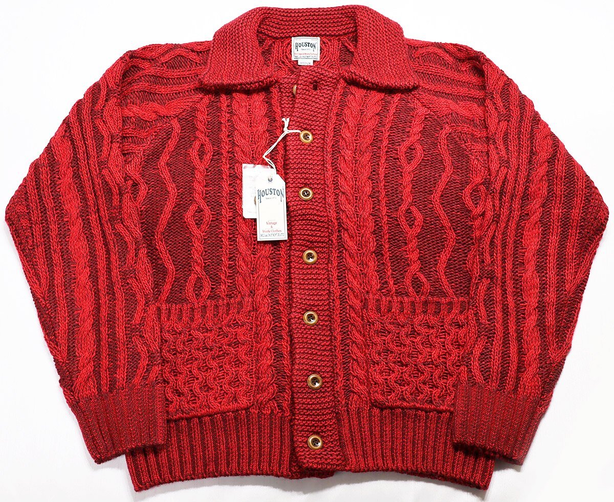 HOUSTON (ヒューストン) ROUGH GAUGE KNIT CARDIGAN / ローゲージ ニットカーディガン #22150 未使用品 レッド size M拍卖