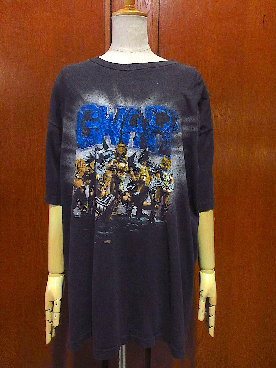 ビンテージ90's●GWAR CARNIVAL OF CHAOSプリントTシャツ黒size XL●251017z2-m-tsh-bnグワァーバンドブラックフェード拍卖