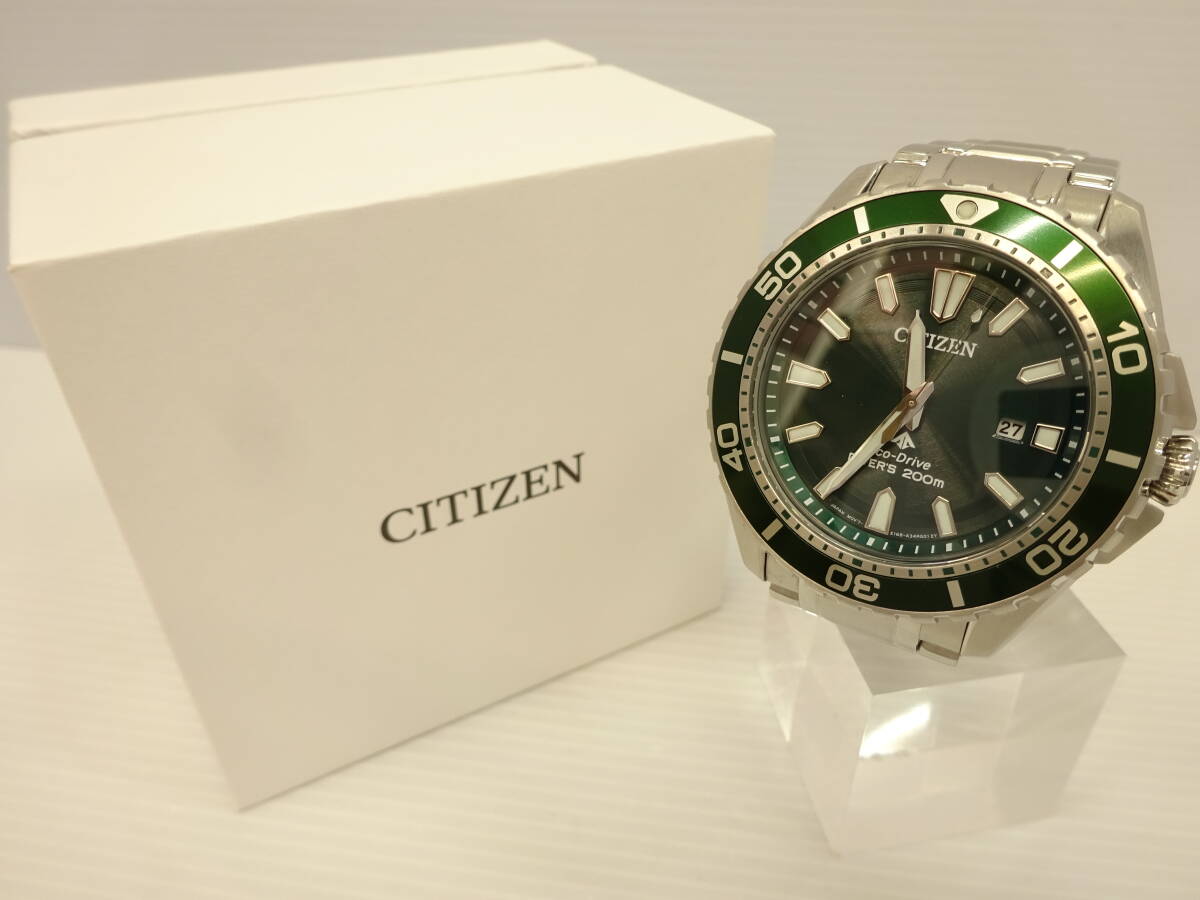 ブランド祭 時計祭 CITIZEN シチズン プロマスター マリン BN0199-53X ダイバーソーラー グリーン エコドライブ 腕時計 稼働品 保管品拍卖