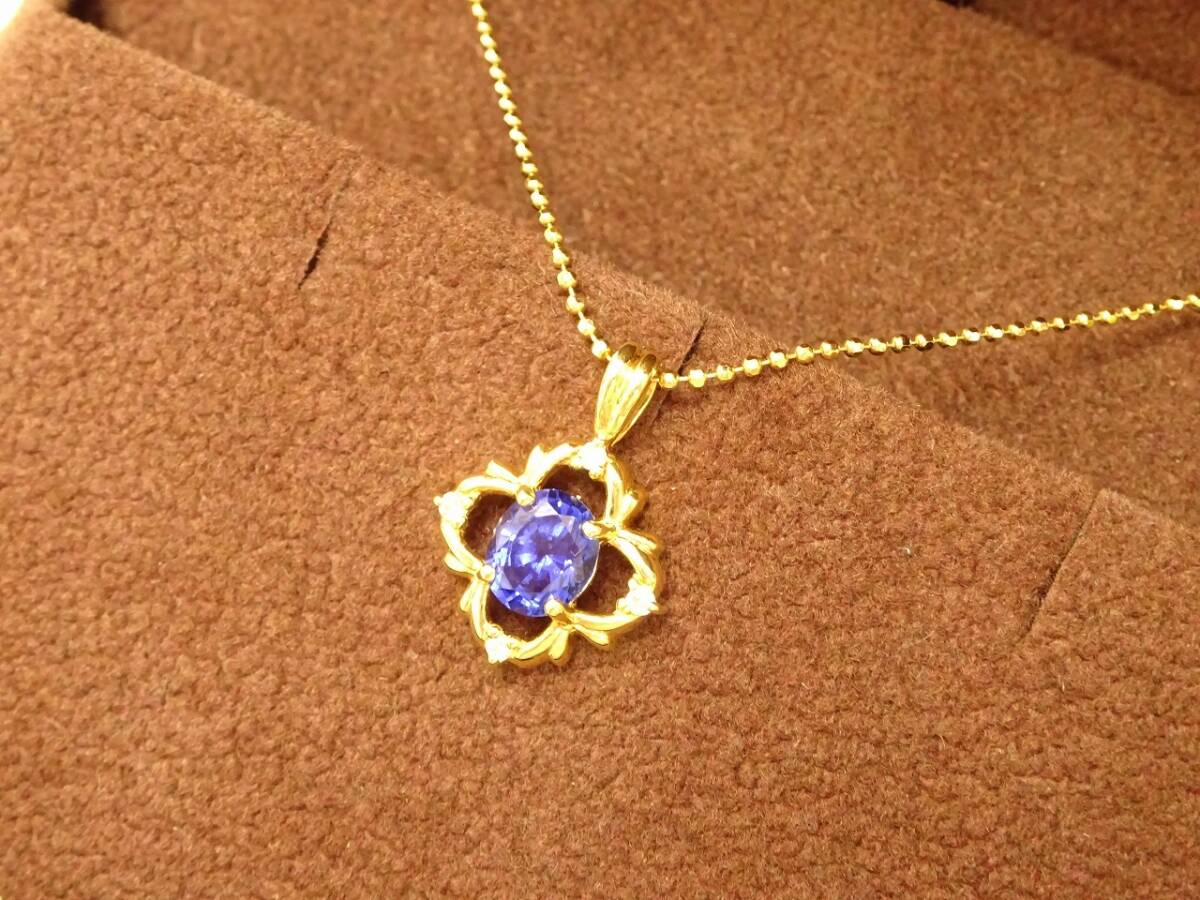 アクセサリー祭 CRESCENT VERT クレサンベール K18 ブルーサファイア ダイヤモンド ペンダント ネックレス レディース 保管品 拍卖