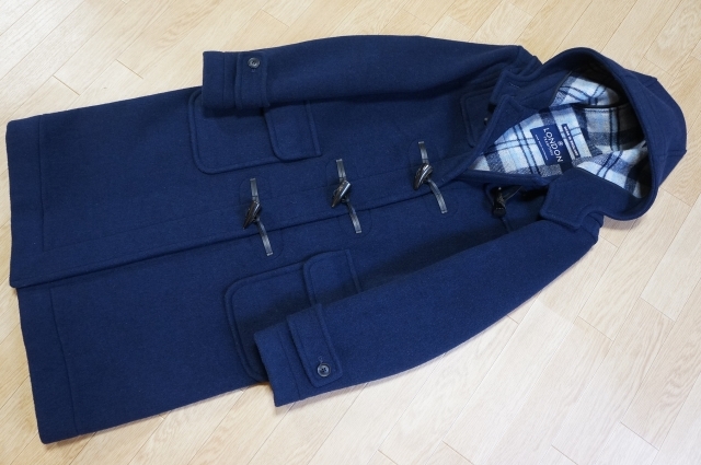 J538 即決 美品 英国製 LONDON Tradition ロンドントラディション Wフェイス ウールメルトン ロング ダッフルコート 38 濃紺拍卖