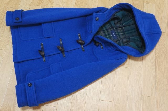 J546 即決 良品 SHIPS シップス イタリア製 PONTETORTO 生地使用 Wフェイス ウールメルトン ダッフルコート 38 ブルー拍卖