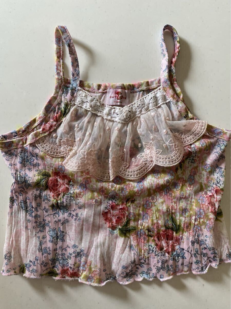 100サイズ 子供服 花柄 シフォンキャミ キャミソール レース 韓国キッズ お洒落キャミ拍卖