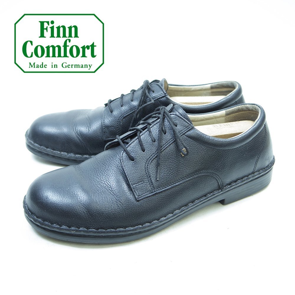 9表記 27cm相当 Finn Comfort フィンコンフォート コンフォートシューズ 5ホール レザーシューズ レザー ブラック/25.10.13/P3580拍卖