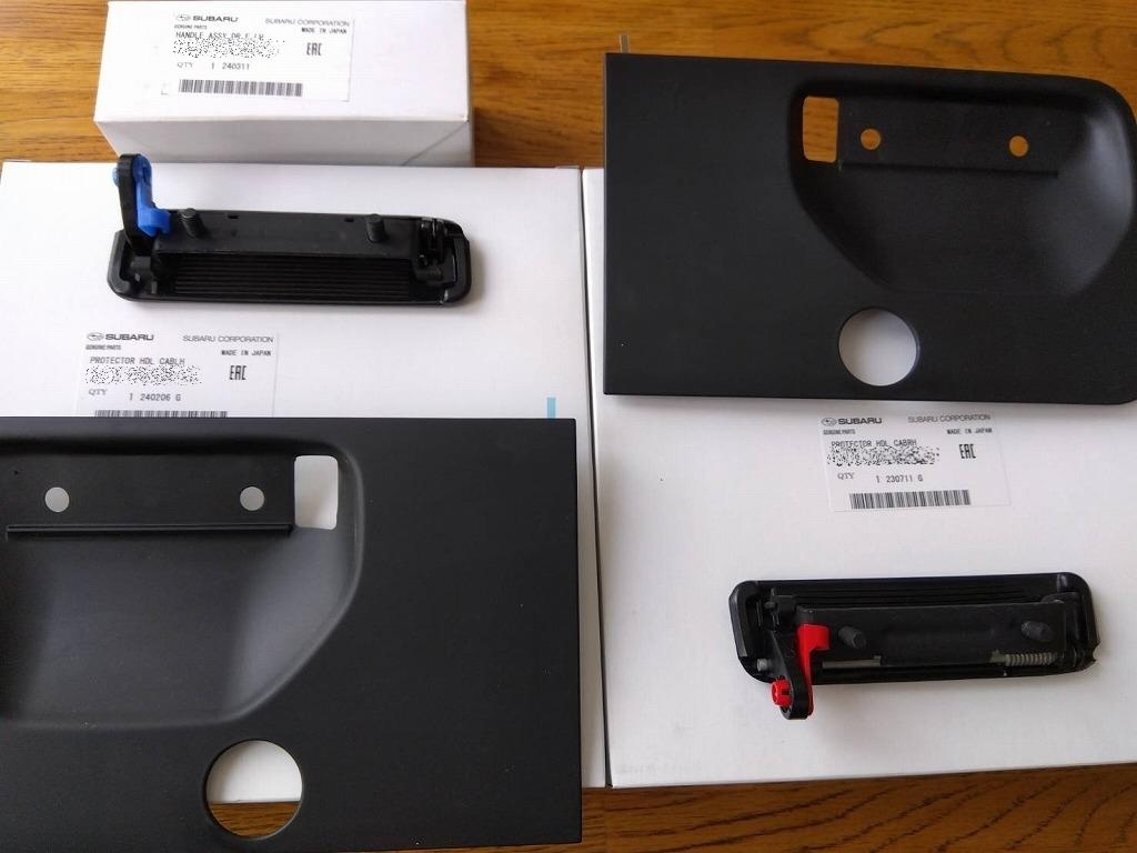 ●新品 未使用●スバル純正品 サンバー KV/KS/TV1/TV2/TT1/TT2/TW1/TW2 フロントドア アウター ドアハンドル 左右 4点セット プロテクター拍卖